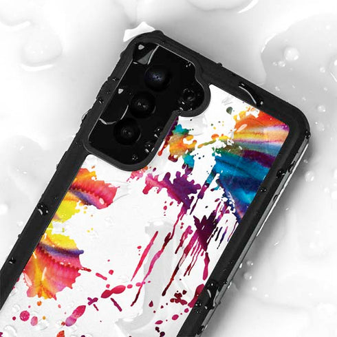 Chromatic Splatter White Galaxy S24 Plus Waterproof Case